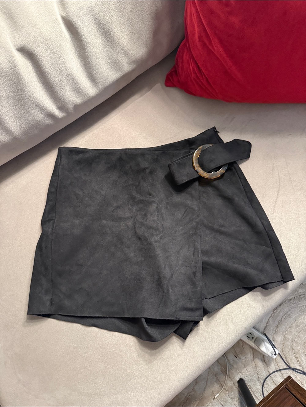 Zara Black Wrap Skort with Tortoiseshell Buckle
